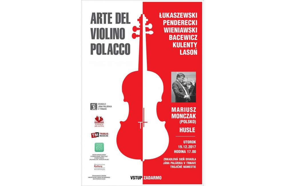  „Arte del Violino polacco“ a zvuk huslí Mariuzsa Monczaka zaznie v Divadle Jána Palárika už 19. 12.