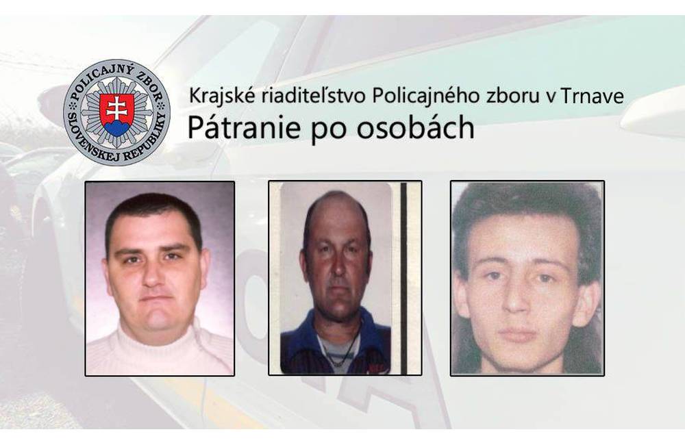 Polícia pátra po troch mužoch z Trnavského kraja, jeden z nich je hľadaný už 10 rokov