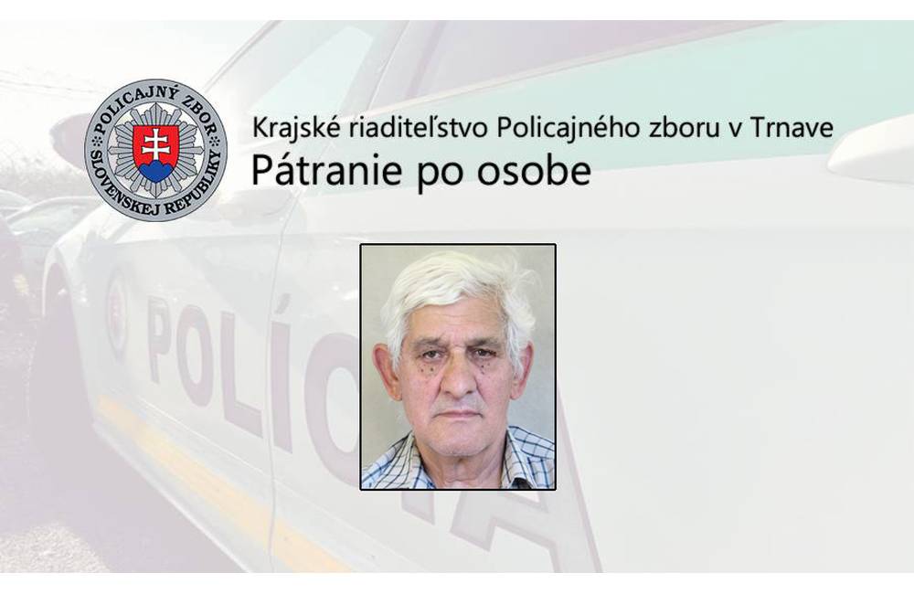 Polícia žiada verejnosť o pomoc pri pátraní po hľadanom 70-ročnom Jaroslavovi Galíkovi z Piešťan