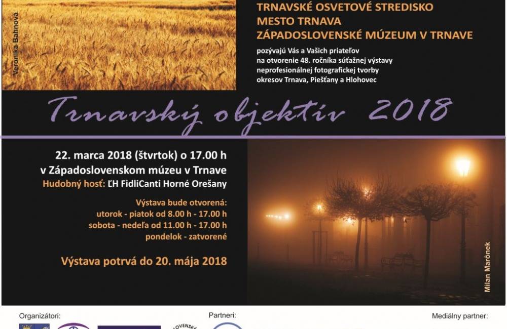Západoslovenské múzeum v Trnave vás pozýva na súťažnú výstavu fotografií Trnavský objektív 2018