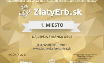 Obec Jaslovské Bohunice si odniesla Zlatý erb za najlepšiu webovú stránku obce na Slovensku
