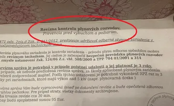 FOTO: Trnavčan si našiel v schránke leták o revízii plynových rozvodov. Nie je to podvod? Pýta sa susedov