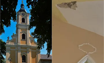 FOTO: Sobotné zemetrasenie poškodilo 350-ročný kostol v Báči. Omietka spadla priamo do vzácneho organu