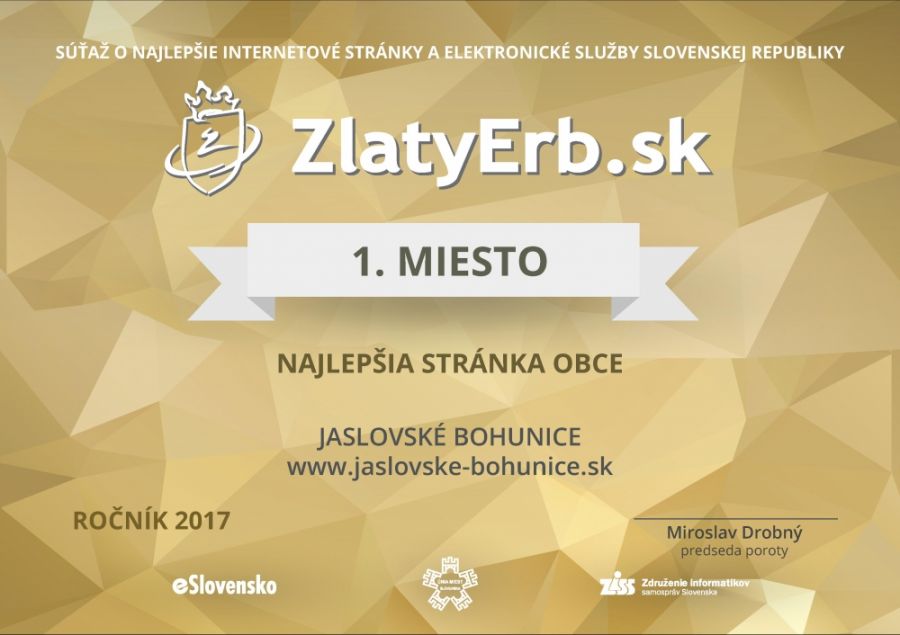 Jaslovské Bohunice majú najlepšiu internetovú stránku obce na Slovensku, získali významné ocenenie, foto 1