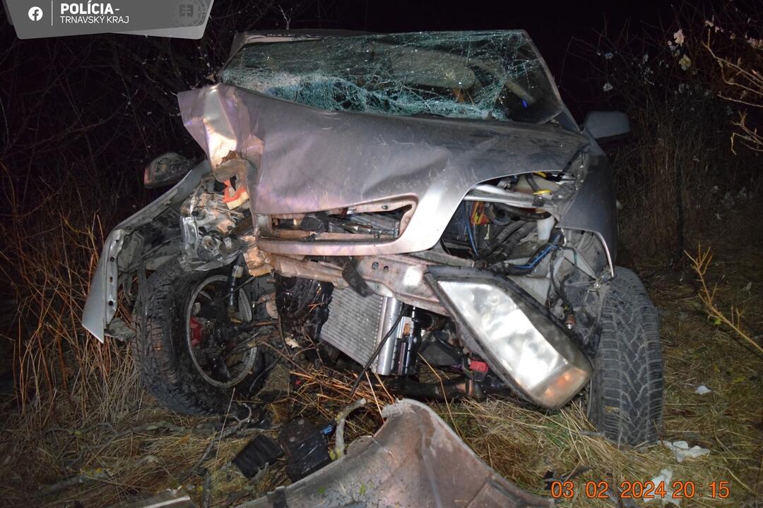 FOTO: Vodič prešiel cez betónový stĺp a narazil do stromu, foto 3
