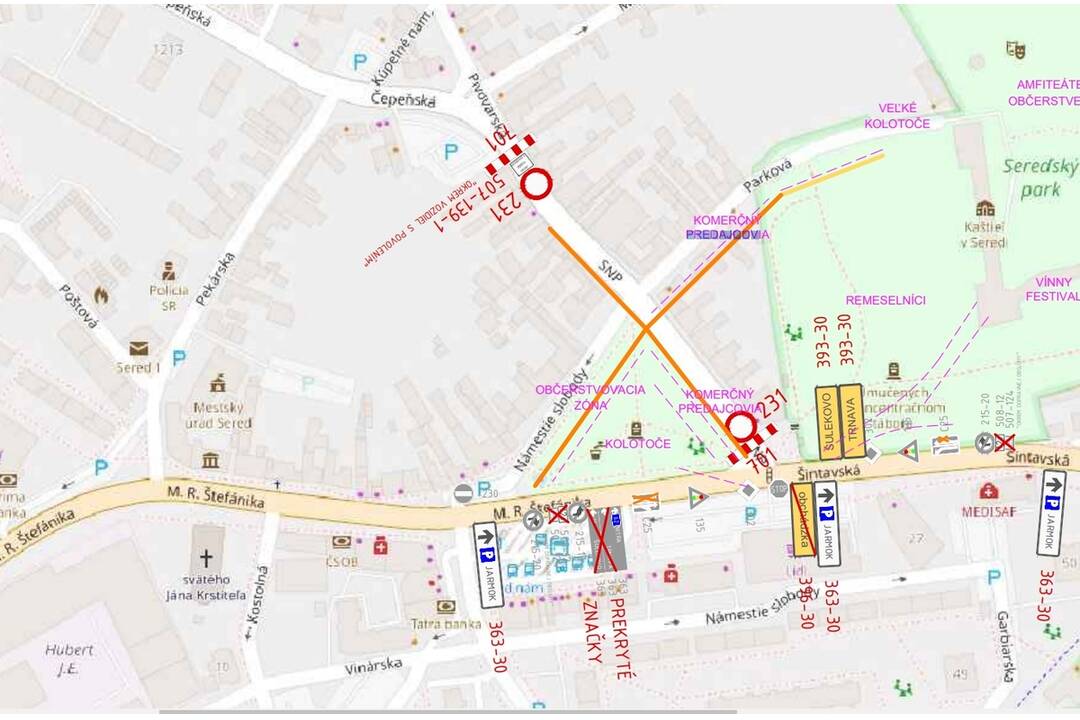 FOTO: Seredský hodový jarmok uzavrie niekoľko ciest. Mestská polícia pripravila obchádzky, foto 3