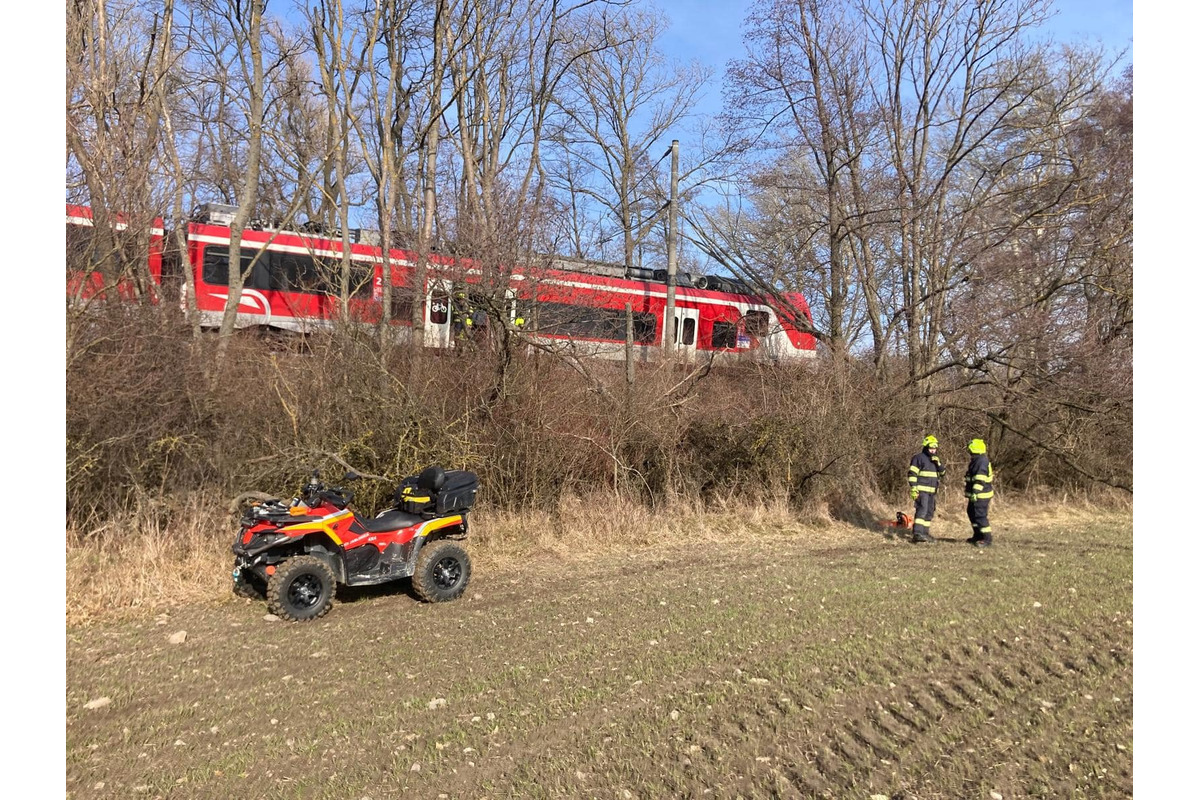 FOTO: Na trati Trnava - Kúty spadol na vlak strom, zasahovali hasiči, foto 5