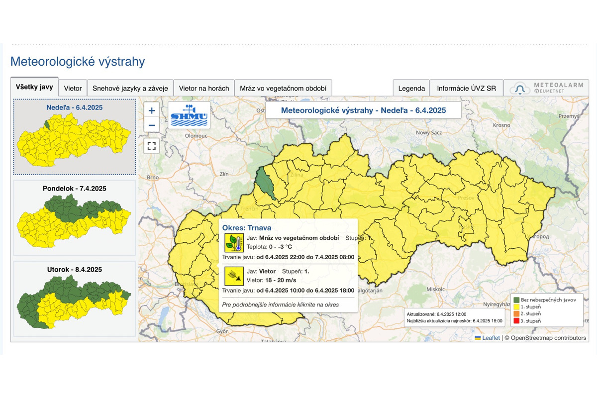 FOTO: Zmena počasia priniesla výstrahy pre Trnavský kraj, očakávajte aj mráz, foto 2