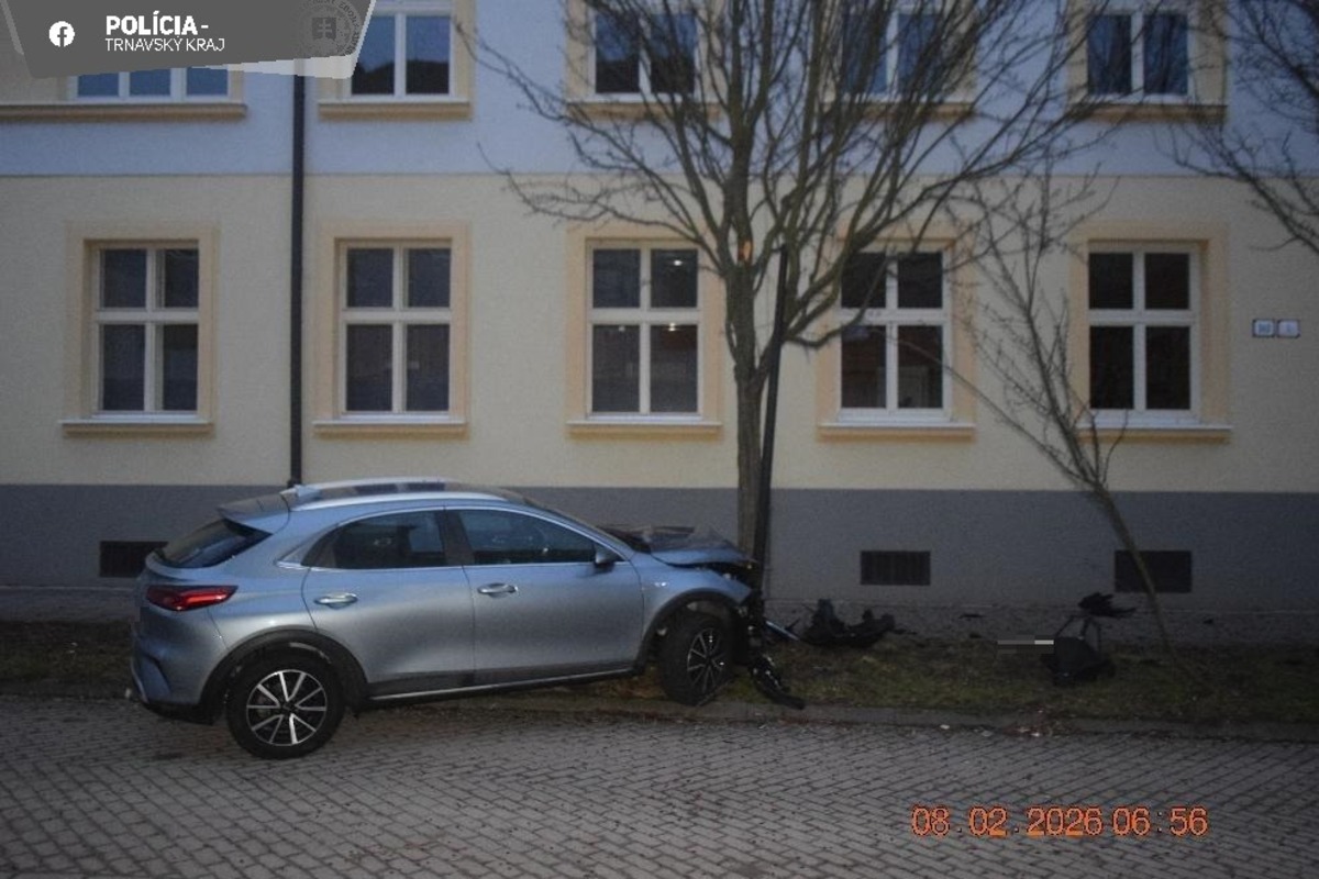 FOTO: Opitý vodič narazil do stromu a pouličného osvetlenia, foto 2