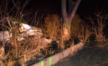 FOTO: Vodič prešiel cez betónový stĺp a narazil do stromu