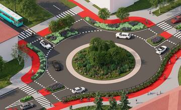 FOTO: Trnava investuje do bezpečnosti: Výstavba okružnej križovatky a novej cyklotrasy pri ZŠ