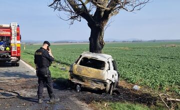 FOTO: Tragická nehoda pri Trnave. Auto narazilo do stromu, vodič v ňom uhorel